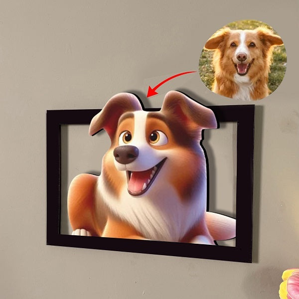 Custom 3D Cartoon Style Wooden Photo Frame – Transform Your Memories into Art!