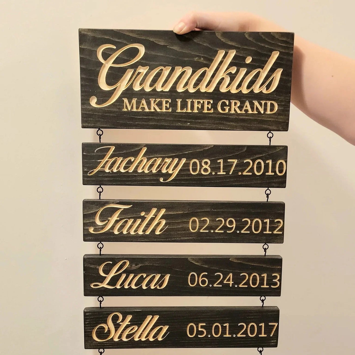 Personalized Grandkids Hanging Sign (Engraved) Family Keepsake