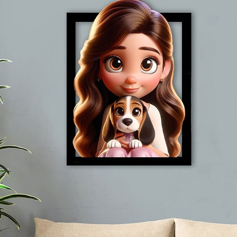 Custom 3D Cartoon Style Wooden Photo Frame – Transform Your Memories into Art!