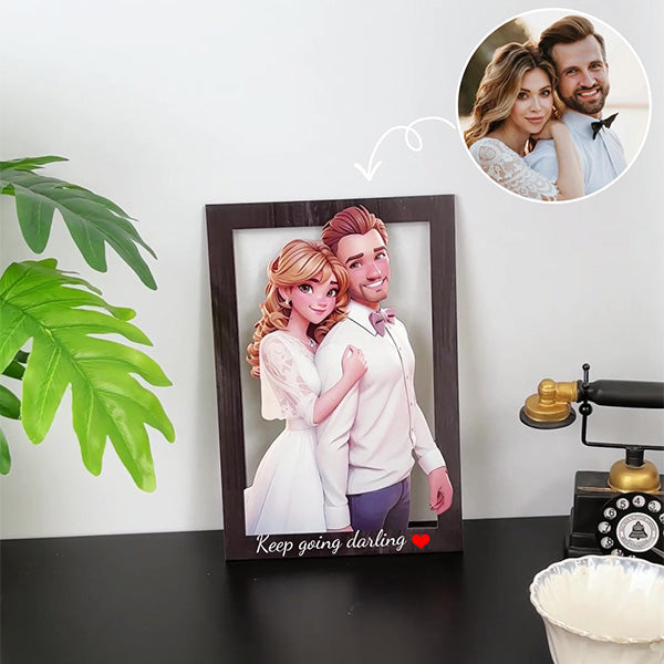 Custom 3D Cartoon Style Wooden Photo Frame – Transform Your Memories into Art!